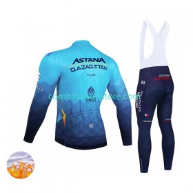 Maillot Cyclisme Hiver + Collant à Bretelles 2022 Astana Qazaqstan Team N001